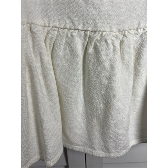 Brandy Melville Kenzo Linen Blend Ruffle Pull On Mini Skirt Size Small Cream - Picture 4 of 10